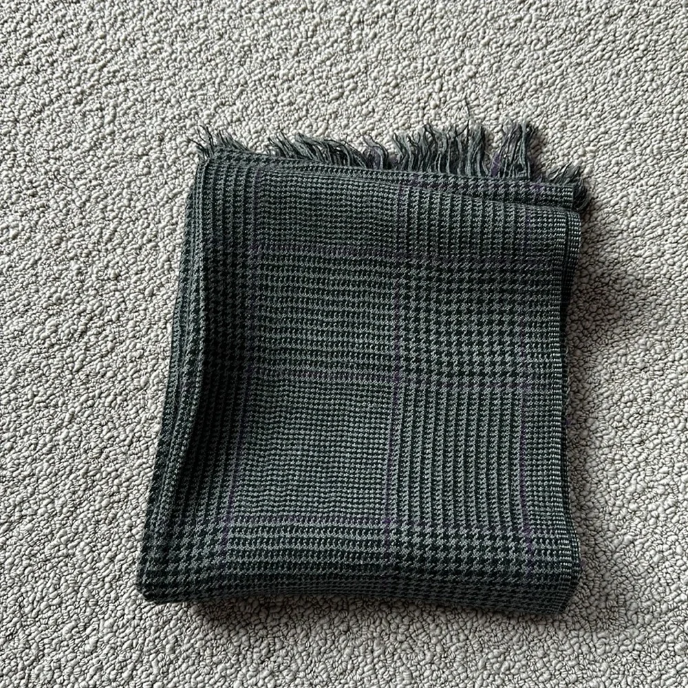 Vintage new Ralph Lauren 100% wool plaid checkered houndstooth microprint scarf - Picture 4 of 5